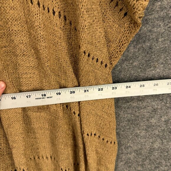 Ashley Stewart Top Women 12 Brown Open Front Short Sleeve Fringe Knit Acrylic - Picture 4 of 6